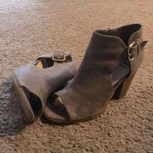 Beige Fergalicious by Fergie open toed high heels.